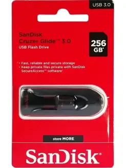 USB Флеш-накопитель Cruzer Glide, USB 3.0 (3.1), 256 ГБ, чер…