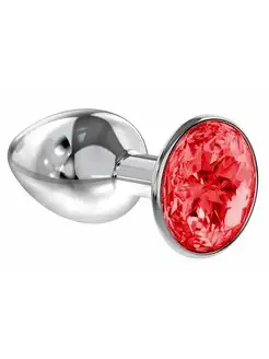 Малая серебристая анальная пробка Diamond Red Sparkle Small