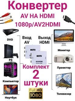 Конвертер AV на HDMI и аудио