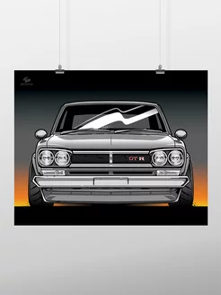 Постер 40x50 см, JDM, Nissan Skyline GTR C10, gray