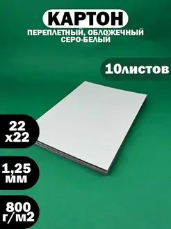 Картон Серо-белый 22х22 см 1.25мм для творчества и хобби