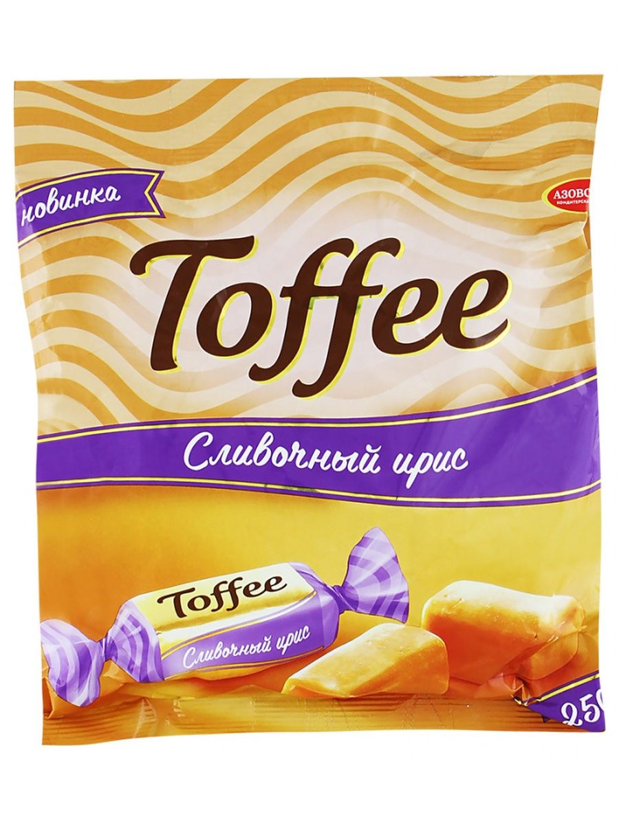 Ирис toffee. Ирис сливочный "Toffee" 250 г. Ирис сливочный Тоффи Азовская фабрика. Конфеты Toffee сливочный Ирис. Конфеты ириски Азовская Toffee сливочный.