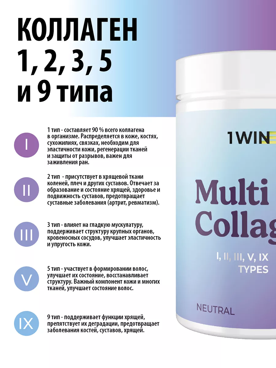 1win / Мульти коллаген + витамин с, Multi Collagen +