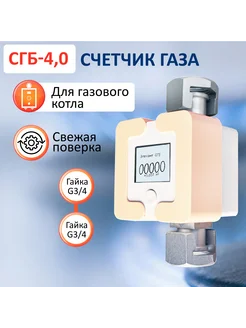 Счетчик газовый СГБ-4,0 гайка-гайка персиковый